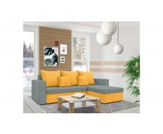 JUSTyou Lettie Ecksofa Rechts Mikrofaser SUEDINE Orange Grau