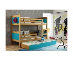JUSTyou Leon Etagenbett Erle Blau 80x185 cm