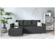 JUSTyou Lamone Ecksofa Kunstleder Anthrazit Links