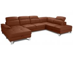 JUSTyou Kelyan Echtleder Wohnlandschaft Echtleder MONTEBELLO Cognac