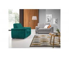 JUSTyou Barello Polstergarnitur Velours Türkis Grau