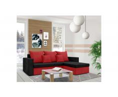 JUSTyou Lettie Ecksofa Rechts Mikrofaser SUEDINE Schwarz Rot