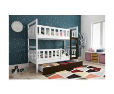 JUSTyou Tobi Etagenbett Weiß Wenge 80x160 cm