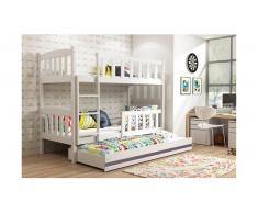 JUSTyou Frank mit Extrabett Etagenbett 80x190 cm Weiß Graphit