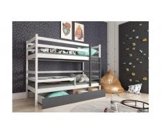 JUSTyou Nodi Etagenbett Weiß Graphit 80x185 cm