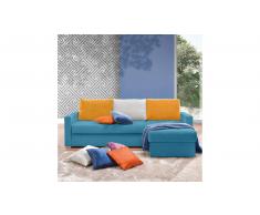 JUSTyou Twist Ecksofa Velours Blau I Gelb