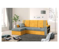 JUSTyou Wilona Ecksofa Links Mikrofaser SUEDINE Orange Grau