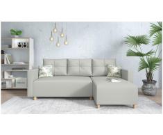 JUSTyou Lamone Ecksofa Kunstleder Hellgrau Rechts