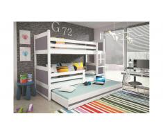 JUSTyou Lora mit Extrabett Etagenbett 90x200 cm Weiß Graphit