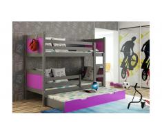 JUSTyou LEON Etagenbett 190x85x150 cm Graphit Violett
