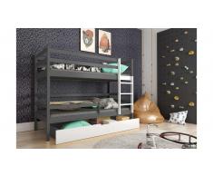 JUSTyou Nodi Etagenbett Graphit Weiß 80x160 cm