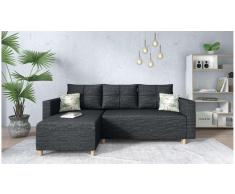 JUSTyou Lamone Ecksofa Strukturstoff Dunkelgrau Links