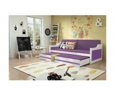 JUSTyou Tore Funktionsbett 90x200 cm Weiß Lilla