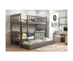 JUSTyou Frank mit Extrabett Etagenbett 90x200 cm Graphit Graphit