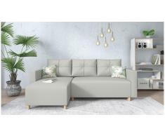 JUSTyou Lamone Ecksofa Kunstleder Hellgrau Links