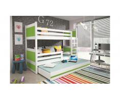 JUSTyou Lora mit Extrabett Etagenbett 90x200 cm Weiß Grün