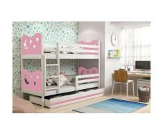 JUSTyou Ola Etagenbett 80x190 cm Weiß Rosa
