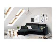 JUSTyou Delbert Ecksofa Links Mikrofaser SUEDINE Schwarz Dunkelgrau