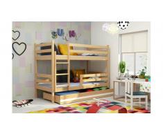 JUSTyou Kera Etagenbett 90x200 cm Eiche Weiß