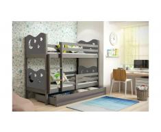 JUSTyou Ola Etagenbett 80x160 cm Graphit Graphit