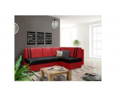JUSTyou Oswin Ecksofa Rechts Mikrofaser SUEDINE Schwarz Rot