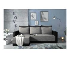 JUSTyou Kaori Ecksofa Schwarz Hellgrau Links Kunstleder Strukturstoff