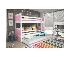 JUSTyou Lora mit Extrabett Etagenbett 90x200 cm Weiß Rosa