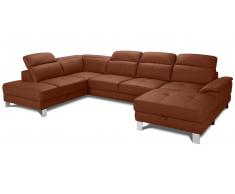 JUSTyou Kelyan Echtleder Wohnlandschaft Echtleder MONTEBELLO Cognac