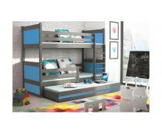 JUSTyou Lora mit Extrabett Etagenbett 80x190 cm Graphit Blau