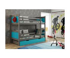 JUSTyou Leon Etagenbett Graphit Blau 80x160 cm