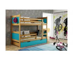 JUSTyou Leon Etagenbett Erle Blau 80x160 cm