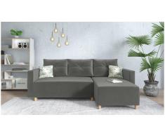 JUSTyou Lamone Ecksofa Velours Grau Rechts