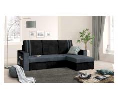 JUSTyou Wilona Ecksofa Rechts Mikrofaser SUEDINE Schwarz Dunkelgrau