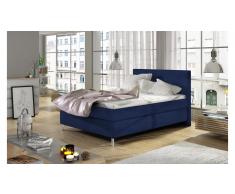 JUSTyou Iose Boxspringbett Dunkelblau Velours 140x200