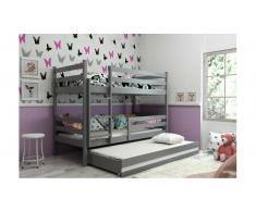 JUSTyou Kera mit Extrabett Etagenbett 80x190 cm Graphit Weiß