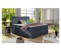 JUSTyou Neptune Boxspringbett Dunkelblau Velours 160x200