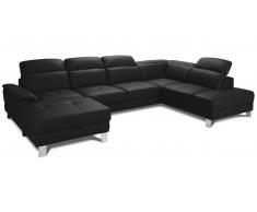 JUSTyou Kelyan Echtleder Wohnlandschaft Echtleder MONTEBELLO Schwarz