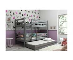JUSTyou Kera mit Extrabett Etagenbett 80x190 cm Graphit Graphit