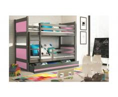 JUSTyou Lora Etagenbett 80x160 cm Graphit Rosa