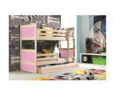 JUSTyou Lora Etagenbett 80x160 cm Kiefer Rosa