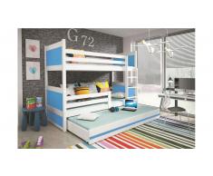 JUSTyou Lora mit Extrabett Etagenbett 90x200 cm Weiß Blau