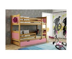 JUSTyou Leon Etagenbett Erle Rosa 80x185 cm