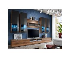 JUSTyou Dorade Wohnwand Pflaume | Schwarz | Pflaume