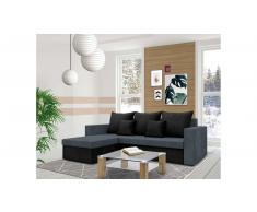 JUSTyou Lettie Ecksofa Links Mikrofaser SUEDINE Schwarz Dunkelgrau