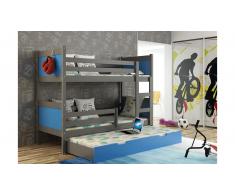 JUSTyou LEON Etagenbett 190x85x150 cm Graphit Blau