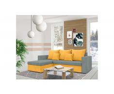 JUSTyou Lettie Ecksofa Links Mikrofaser SUEDINE Orange Grau