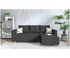 JUSTyou Lamone Ecksofa Kunstleder Anthrazit Rechts