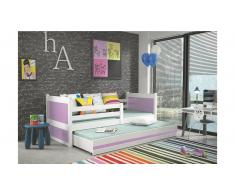 JUSTyou Lora mit Extrabett Funktionsbett 80x190 cm Weiß Lilla