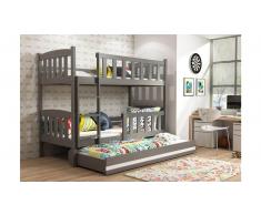 JUSTyou Frank mit Extrabett Etagenbett 80x190 cm Graphit Weiß