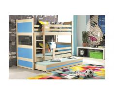 JUSTyou Lora mit Extrabett Etagenbett 90x200 cm Kiefer Blau